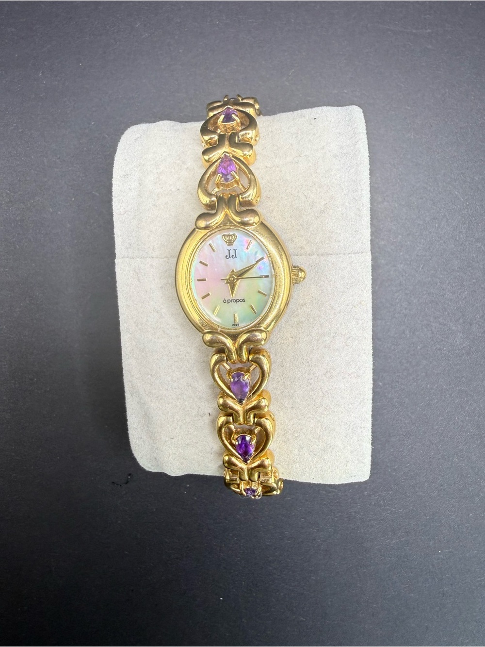 Jules Jurgensen A Propos Ladies Vintage Gold Tone MOP Purple Stone Watch